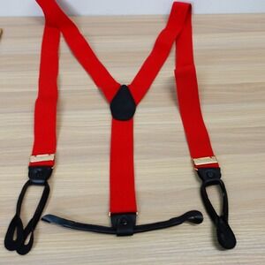 Suspender Mens Red Button End Adjustable Stretch Y Back Braces Preppy FRATELLO